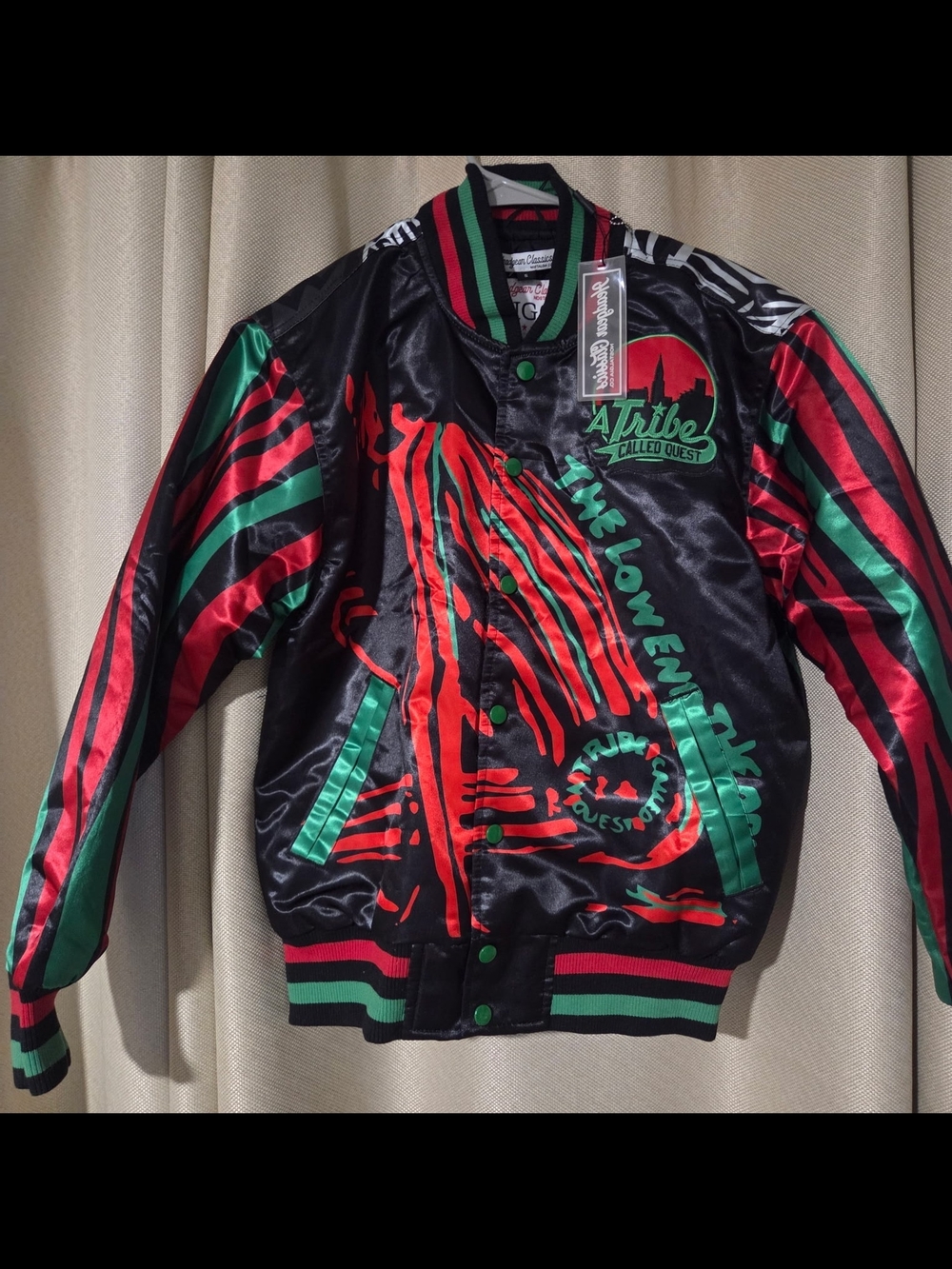 Headgear Classics Striped Satin Bomber Jacket - Black, Red & Green
